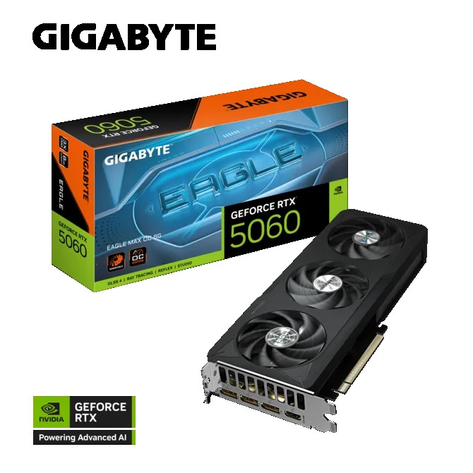 GPU NVIDIA GIGABYTE RTX 5060 EAGLE MAX OC 8GB 3 FANS