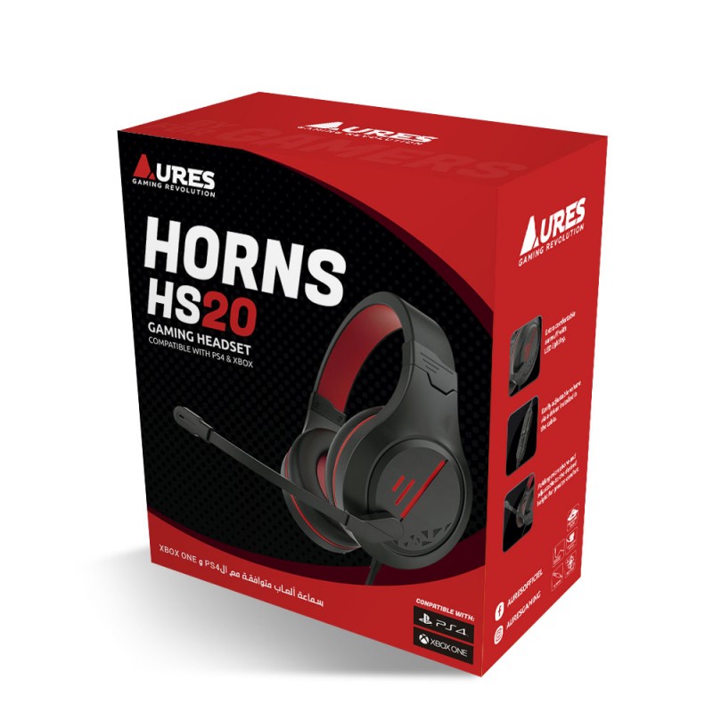 HEADSET GAMING AURES HORNS HS20 PC/PS4/XBOX LED