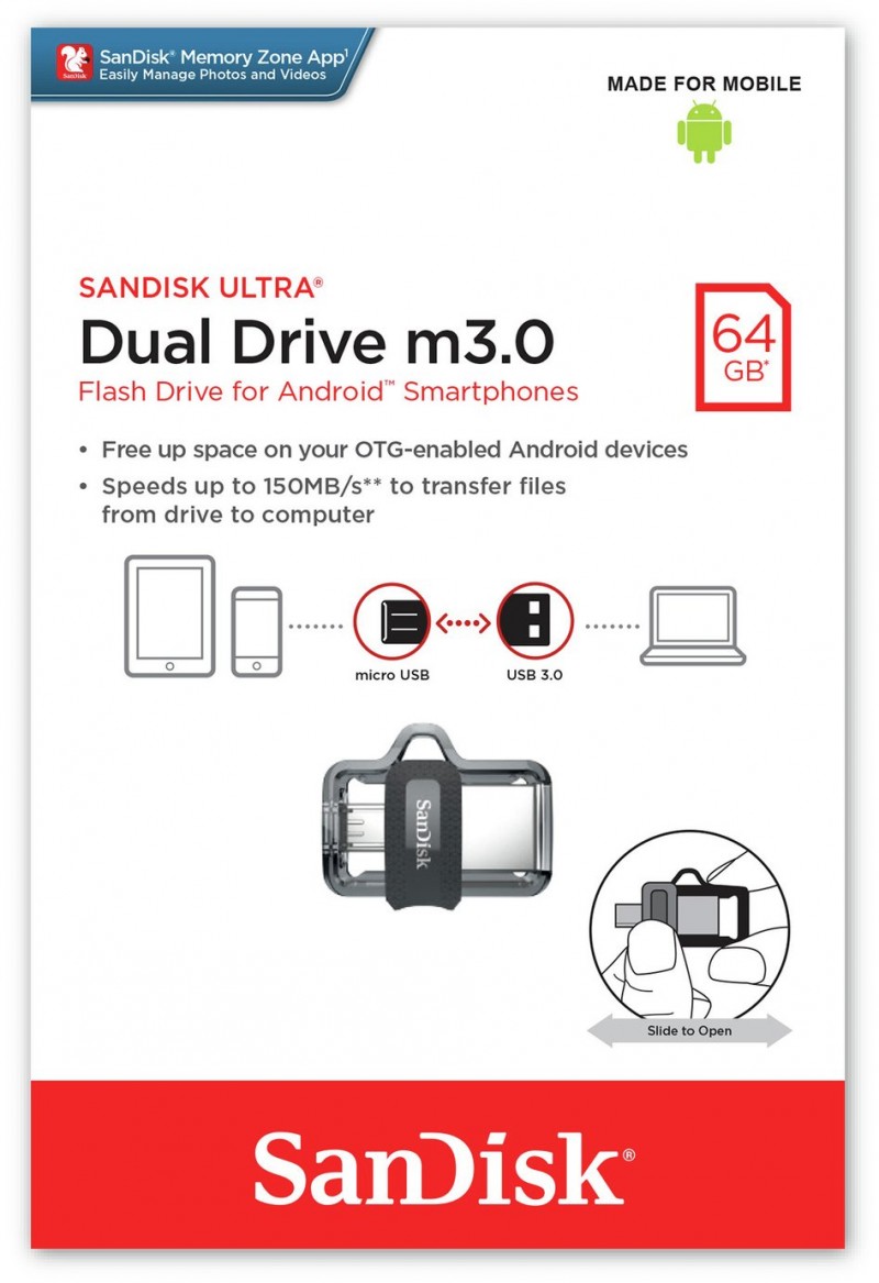 FLASH DISK SAN DISK 64GB USB 3.0 MICRO USB