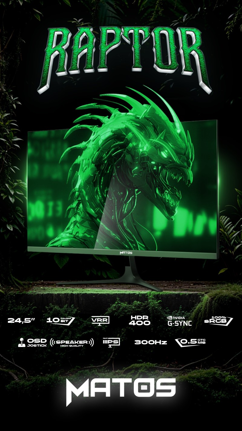 Matos Raptor 300hz Fast IPS 0.5 ms GTG with Audio System