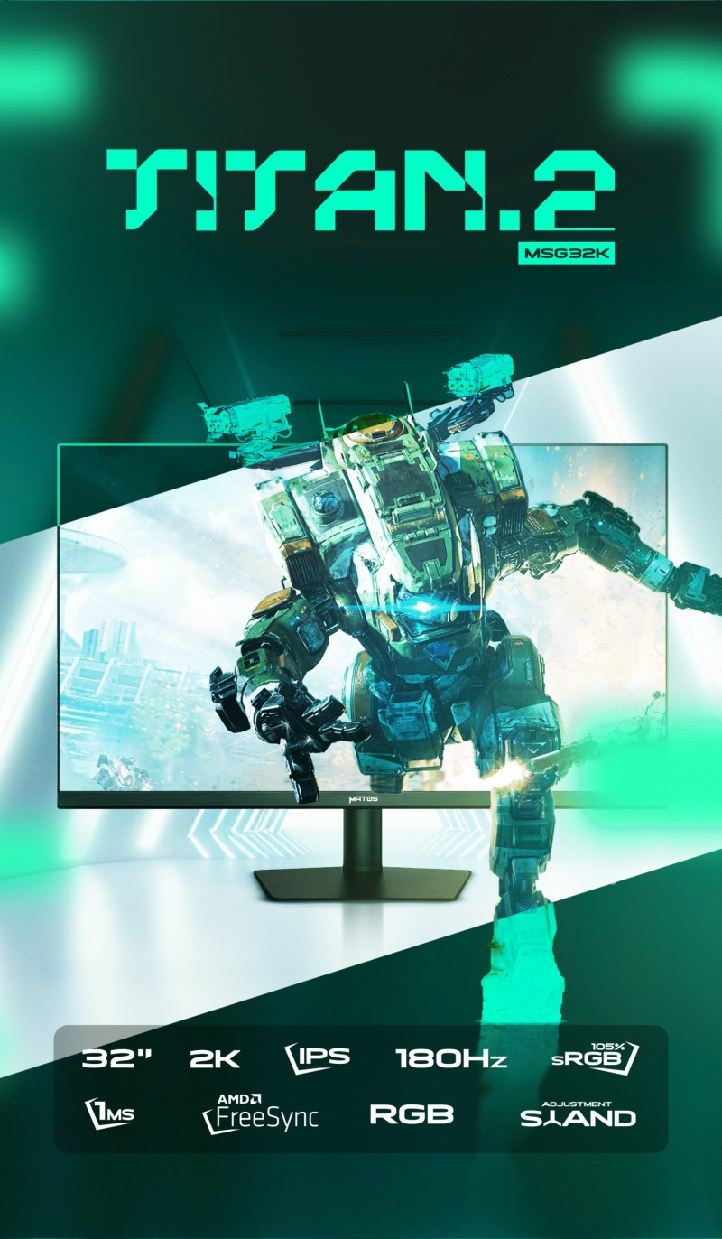 Matos TITAN 2 HDR400 Fast IPS 180hz with 4K Upscaling 60Hz Software Optimisation