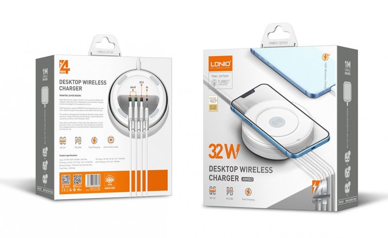 WIRELESS CHARGING SIYOTEAM BY LDNIO AW003 20W FAST + 3USB AND TYPE C