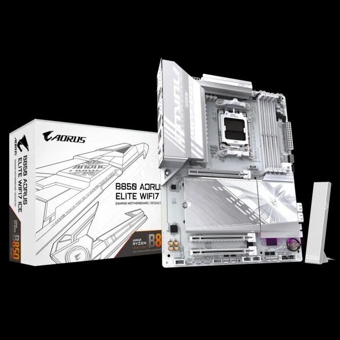 MOTHERBOARD AMD AM5 GIGABYTE B850 AORUS ELITE WIFI 7E ICE DDR5
