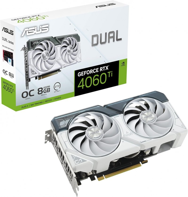 GPU NVIDIA RTX 4060TI ASUS DUAL 8GB OC 8GB GDDR6 WHITE