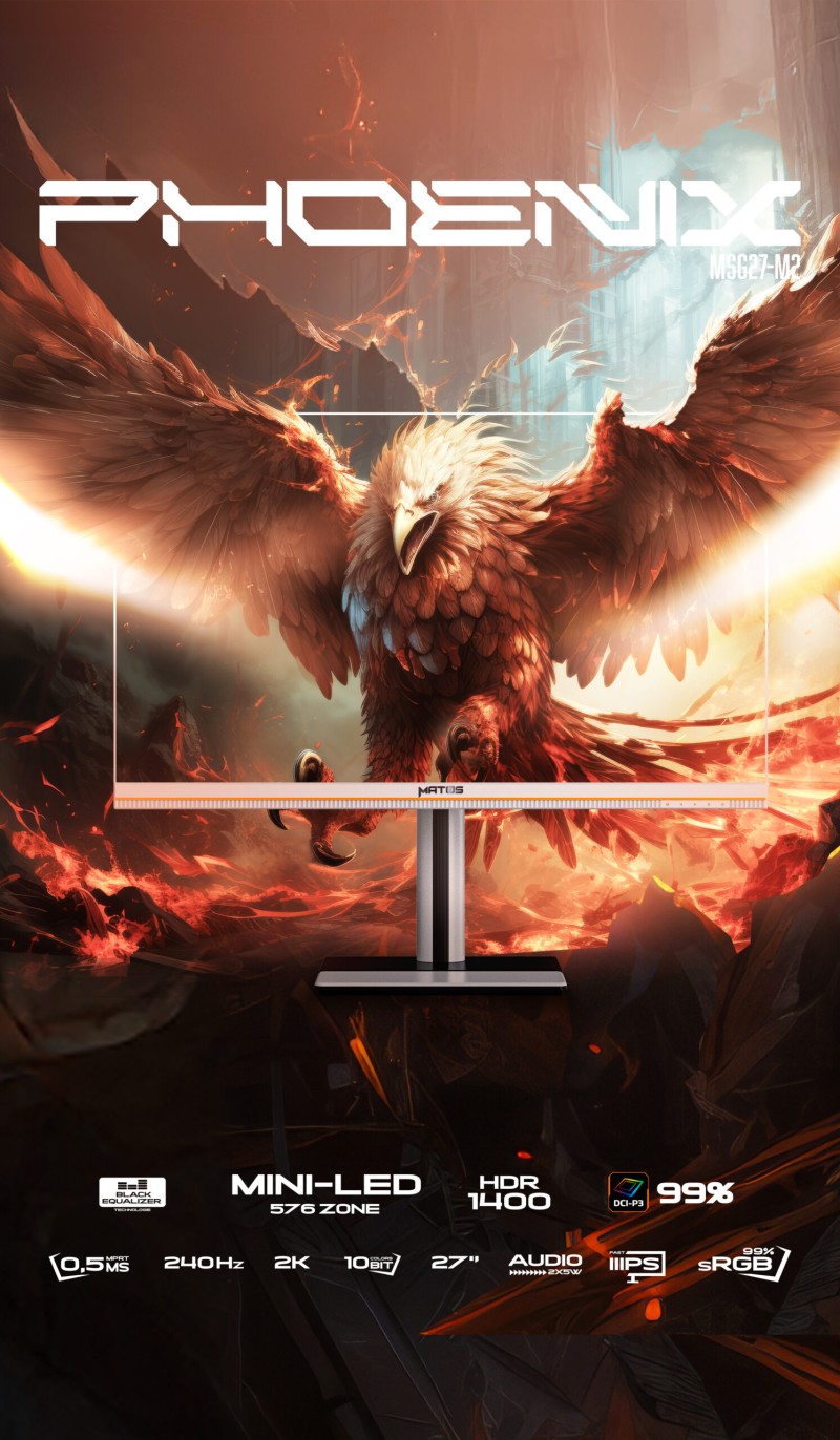 MONITOR MATOS PHOENIX MSG27-M2 MINI LED 2K 27P 240HZ IPS 0.5MS G SYNC